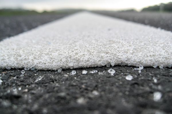 Road Marking with glass beads